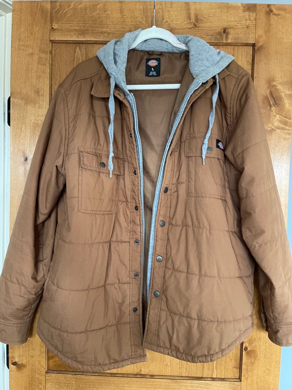 Dickies Caramel Brown Quilted Jacket with Gray Hooded Liner